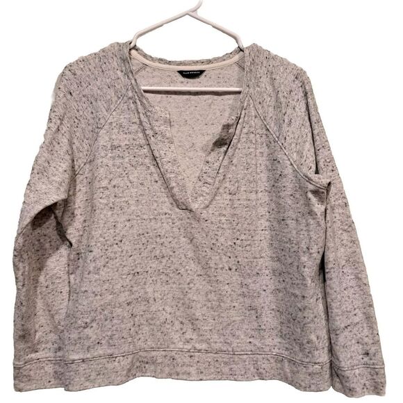 Club Monaco V-neck Cotton Blend Athleisure Sweatshirt Gray Heather Women's Sz M - Picture 1 of 7